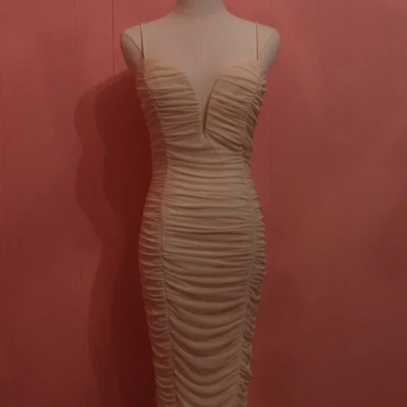 PRIVY Cream Ruched Dress - Picture 2 of 5